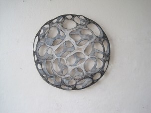 HaeckerPlanetXVIII2010_61cm Ute Haecker (D) „Planet“, 2010. Acyrl auf Holz- 73 x 73 cm. (SFr. 4000.-)