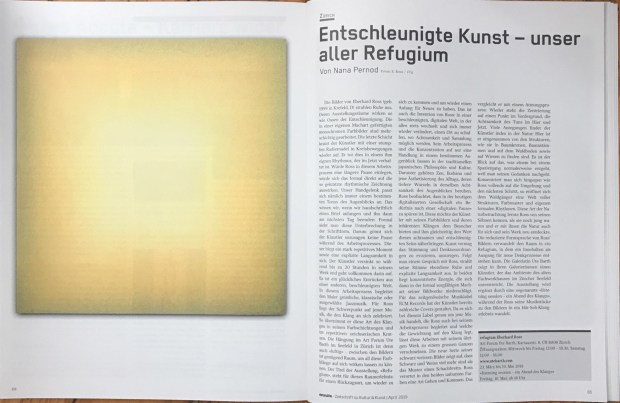 Eberhard Ross - Text von Nana Pernod im Ensuite Heft April 2019